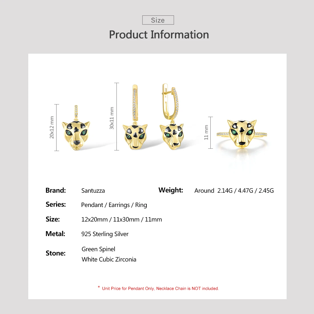 Orecchini Pendenti Santuzza – Pantera In Argento 925 Con Spinello Nero – Design Originale