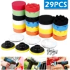29 Pcs Car Polishing Pad Kit Fine Polishing Car Cleaning Reusable 3 Inch Washable Sponge Polishing Pad for Polishing and Waxing 1