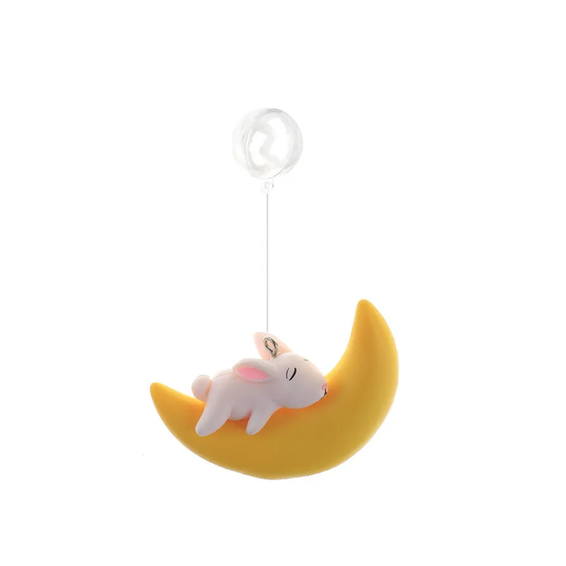 Aquarium Suspended Doll Small Fish Tank Landscape Decoration Cute Cartoon Decoration Creative PVC Floating Moon Cat and Dog