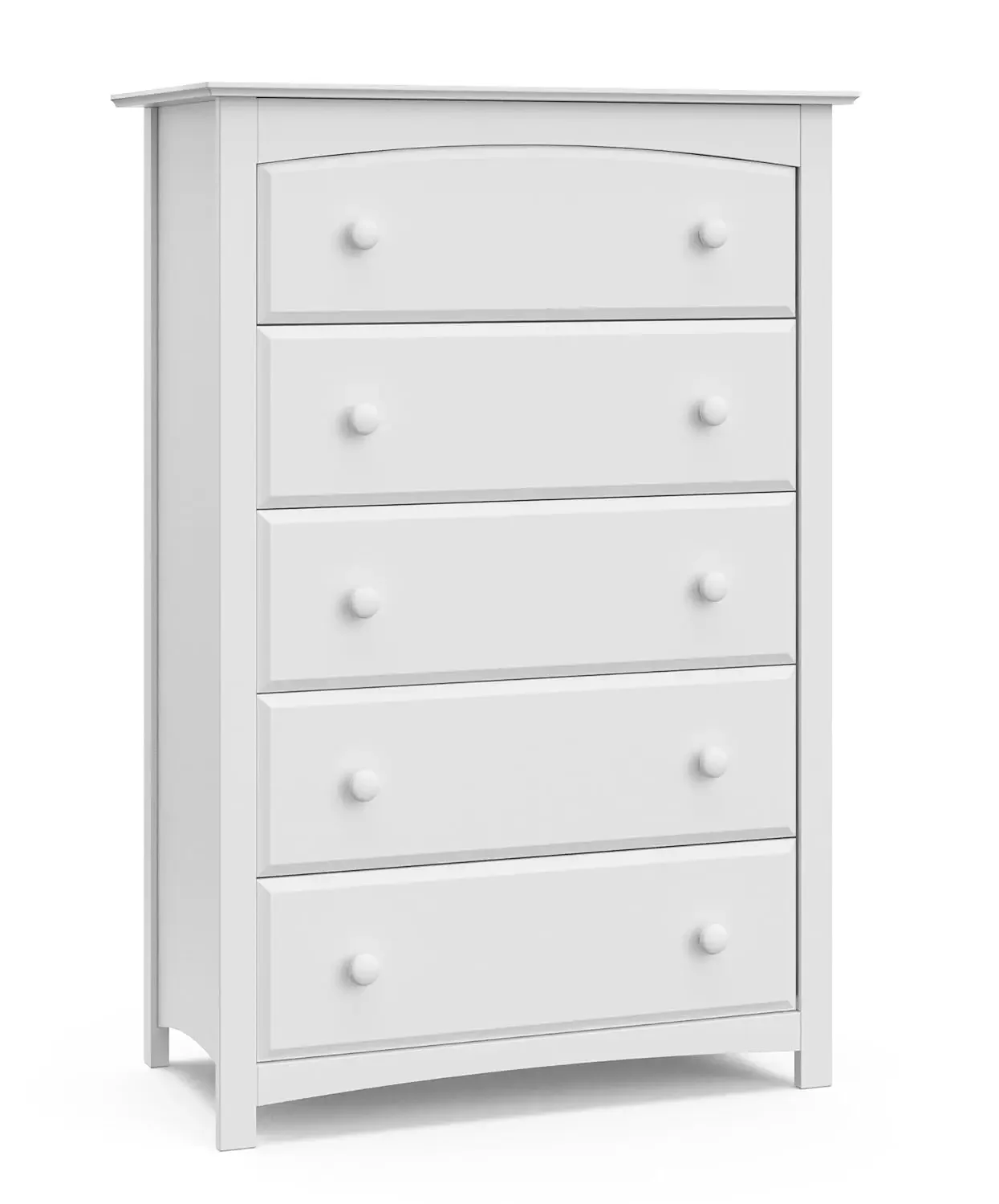 

5 Drawer Dresser (White) for Kids Bedroom, Nursery Dresser Organizer, Chest of Drawers w/5 Drawers, Universal Design for Bedroom