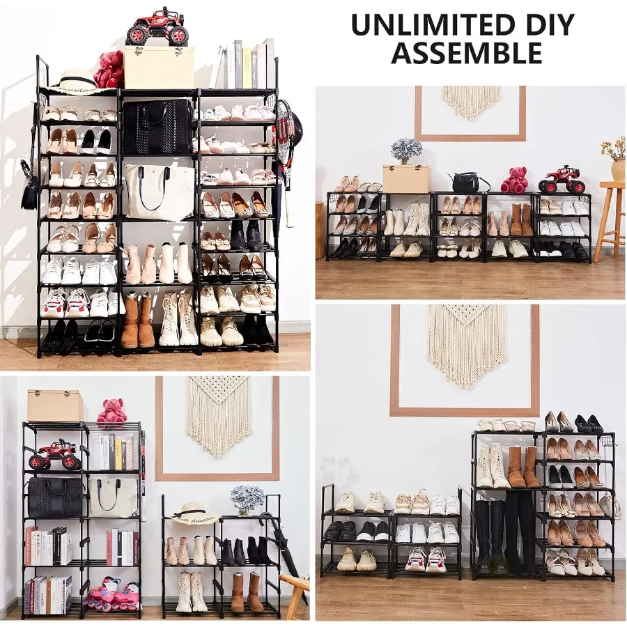 9Tier Metal Shoe Rack Holds 5055 Pairs Tall Storage Shelf for Shoes Boots Entryway Closet Garage