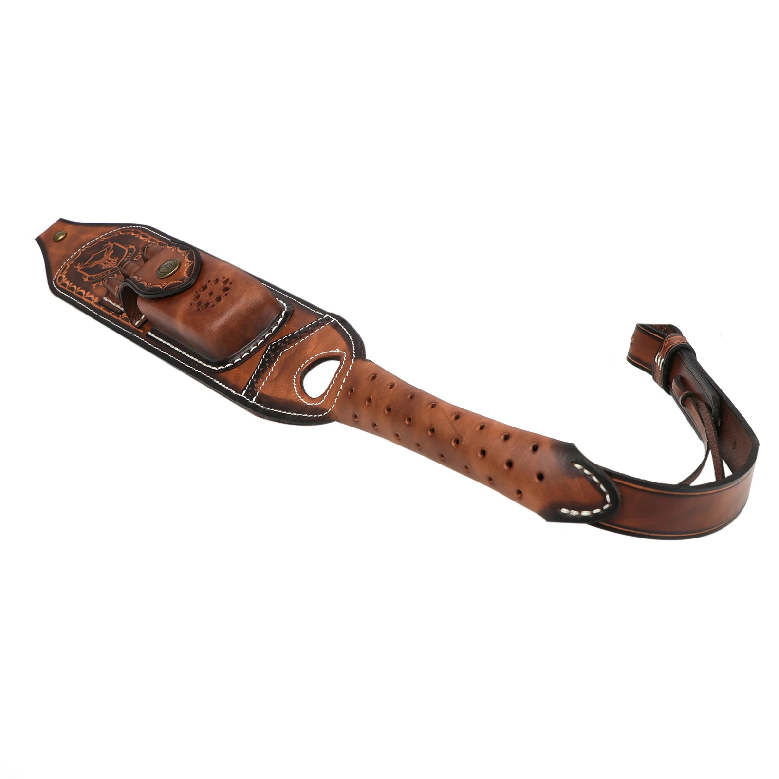 Tourbon Schießsport-Leder-Gewehrriemen Vintage Gewehr-Schulterriemen mit Patronen-Munitionshalter-Tasche und Drehgelenken für Schießen und Jagd Braun – Detail 14
