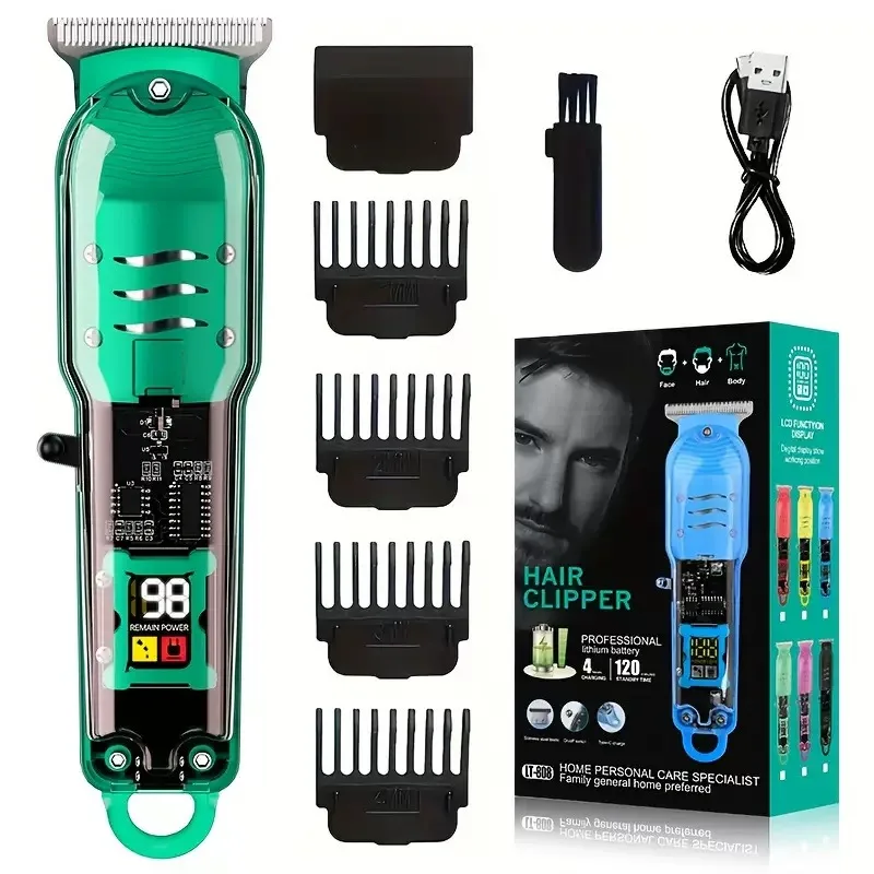 Professional Hair Cutting Machine Rechargeable Clipper Transparent Electric Hair Trimmers For Men Cordless Hair Cut Machine