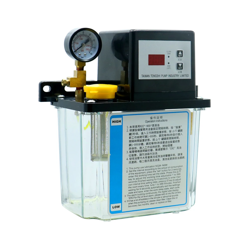 1L 2L Oil Lubrication Pump Automatic Lubricating Pump with Pressure Gauge CNC Electromagnetic Solenoid Lubricator