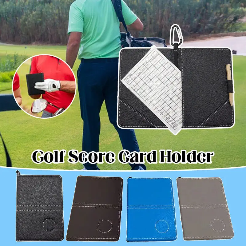 

Golf Scorecard Holder Golf Marker Book with 1 Score Sheets Card PU Leather Golf Scorecard Book Golf Yardage Book Cover