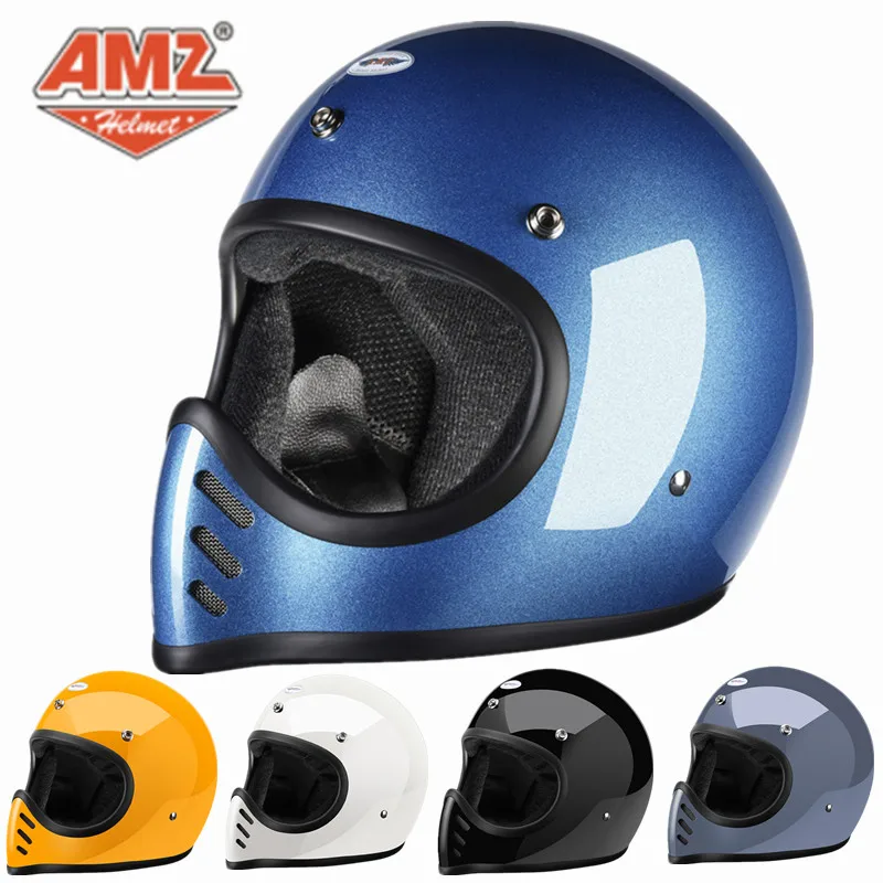 

AMZ Vintage Motorcycle Small Helmet Cruise Sharp Mouth Helmets Men and Women Fiberglass Full Helmet Motocross Safety Helmets