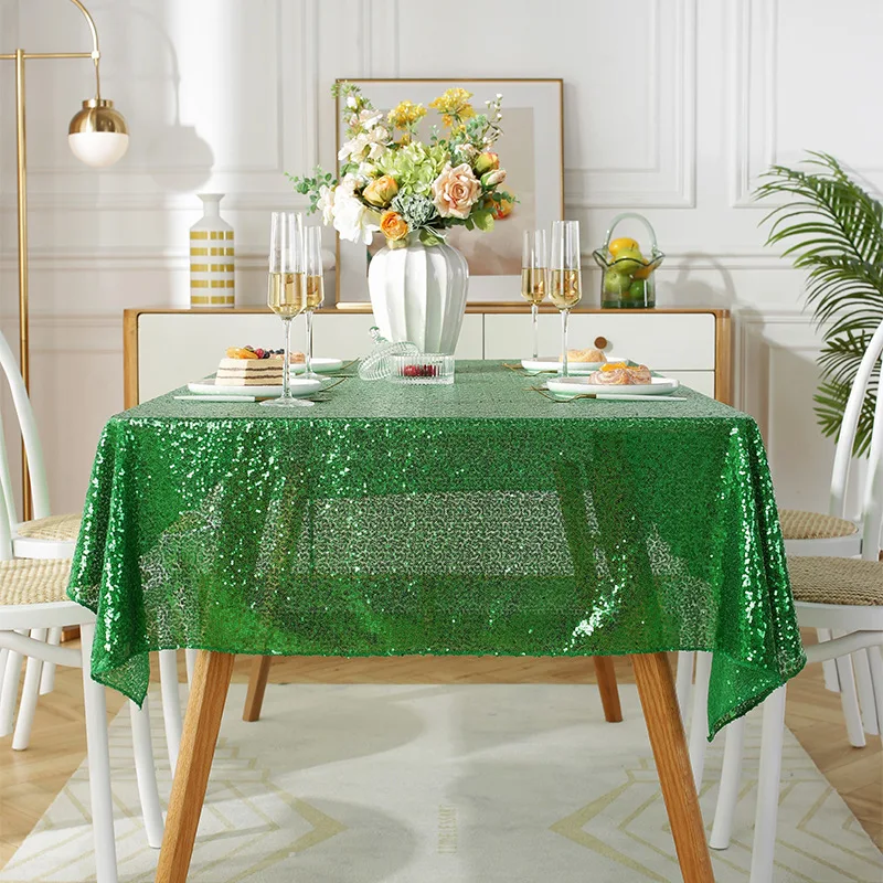 

Outdoor Hotel Restaurant Tablecloth Wedding Birthday Party Decoration Rectangular Full Size 3mm Sequin Tablecloth Altar Cloth