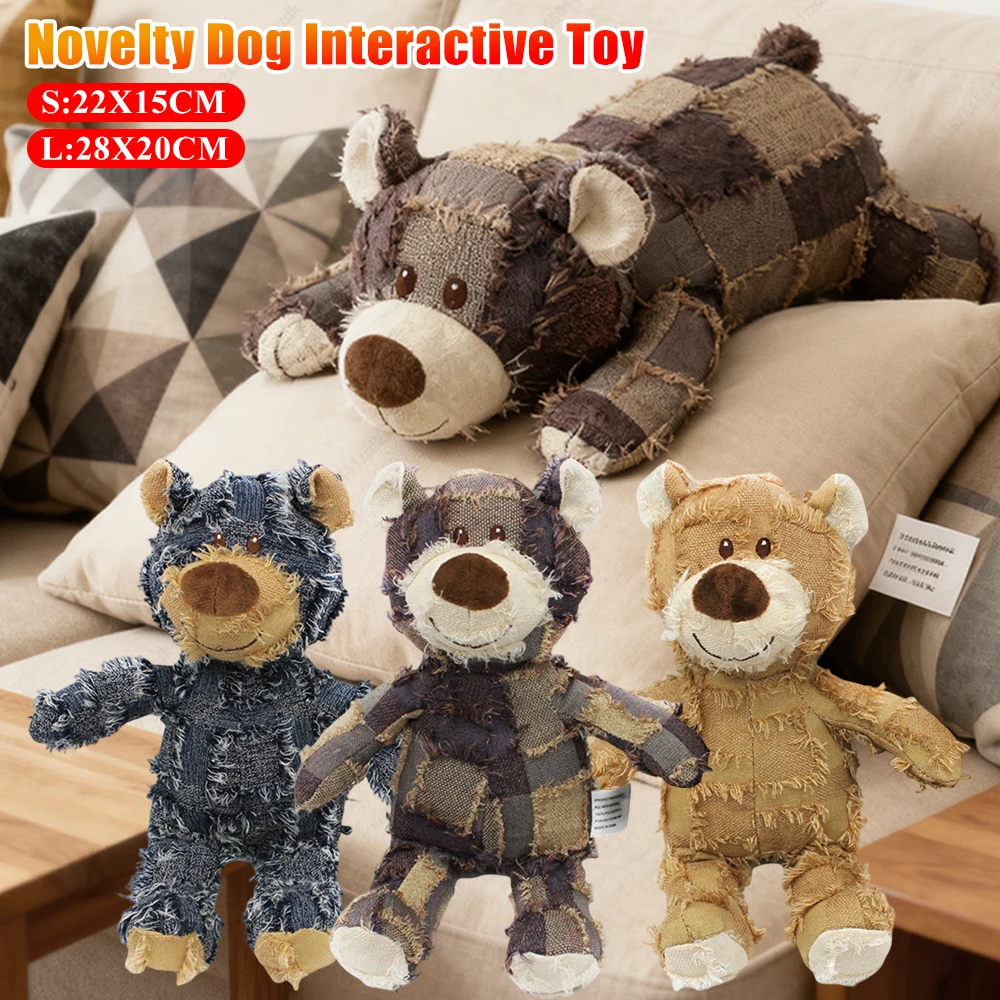 Plush Bear Squeak Toy for Pets - Fun and Relaxing Chew Toy for Dogs and Cats