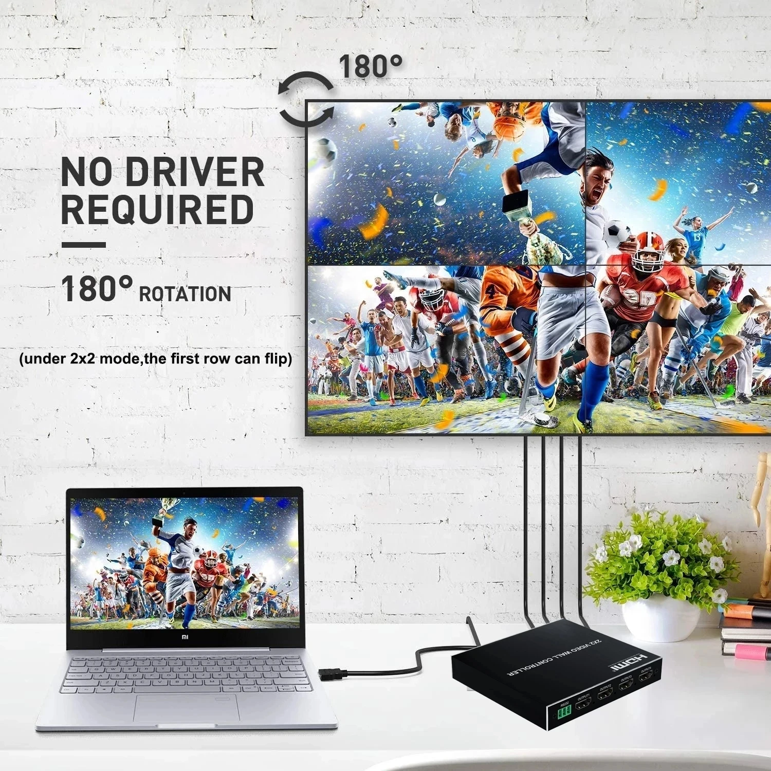 2x2 HDMI DVI TV 비디오월 컨트롤러 1080P 60Hz 1X2 1X4 1X3 2X1 3x1 4X1 멀티 비디오 스크린 프로세서 스위처 스플라이서 180도 회전
