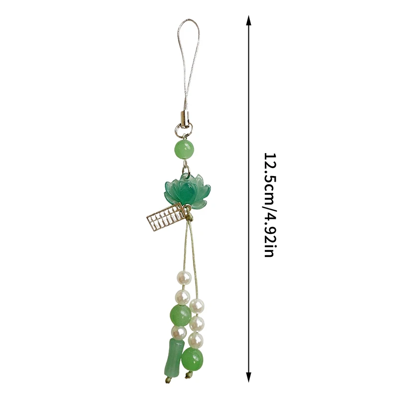 연꽃 펜던트 키체인 폰 체인 비즈 장식 중국 스타일 액세서리 선물 카메라 체인 가방 펜던트