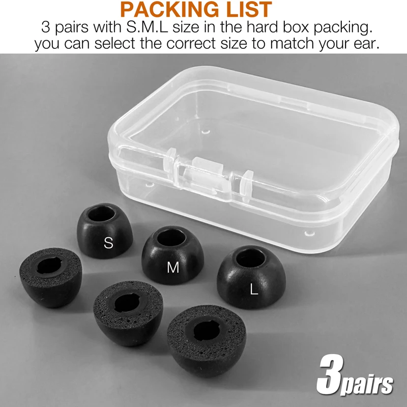 Replacement Memory Foam Eartips for Technics EAH-AZ100 Wireless Earbuds, Black Foam Ear Tips