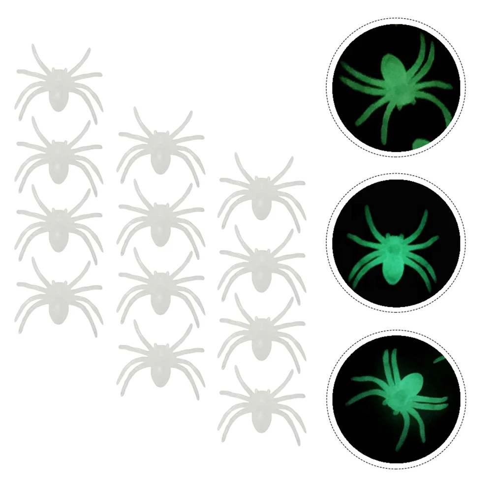 

12pcs Glow in The Dark Spiders Luminous Spider Spider Practical Jokes Props for Horror Nights Game Party Favors White