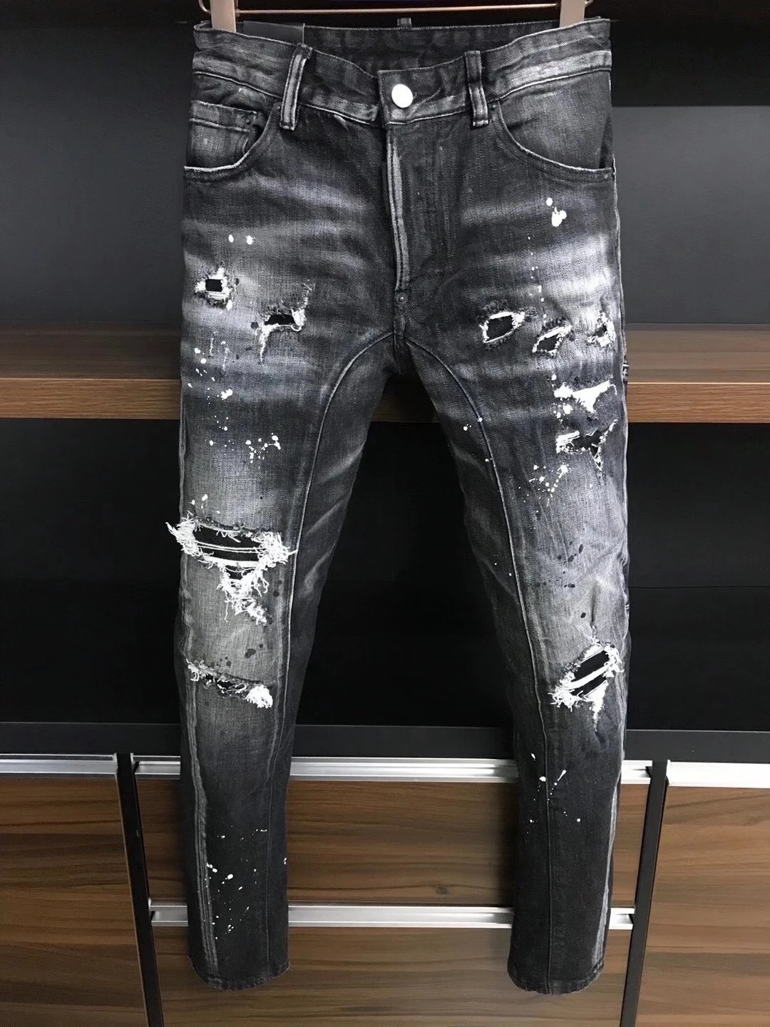 2023 Nieuwe D2 Mode Mannen Zwart Gescheurde Jeans, Mode Patches Inkt Slim Fit Broek| | - AliExpress