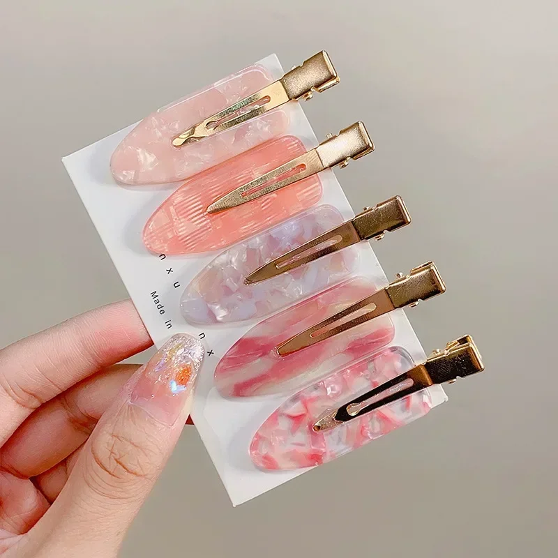 심플 사쿠라 핑크 심리스 헤어 클립, 아세테이트 시트, 구부리지 않는 앞머리 클립, 덕빌 클립 머리핀, 헤어 스타일링 도구, 2 개, 4 개