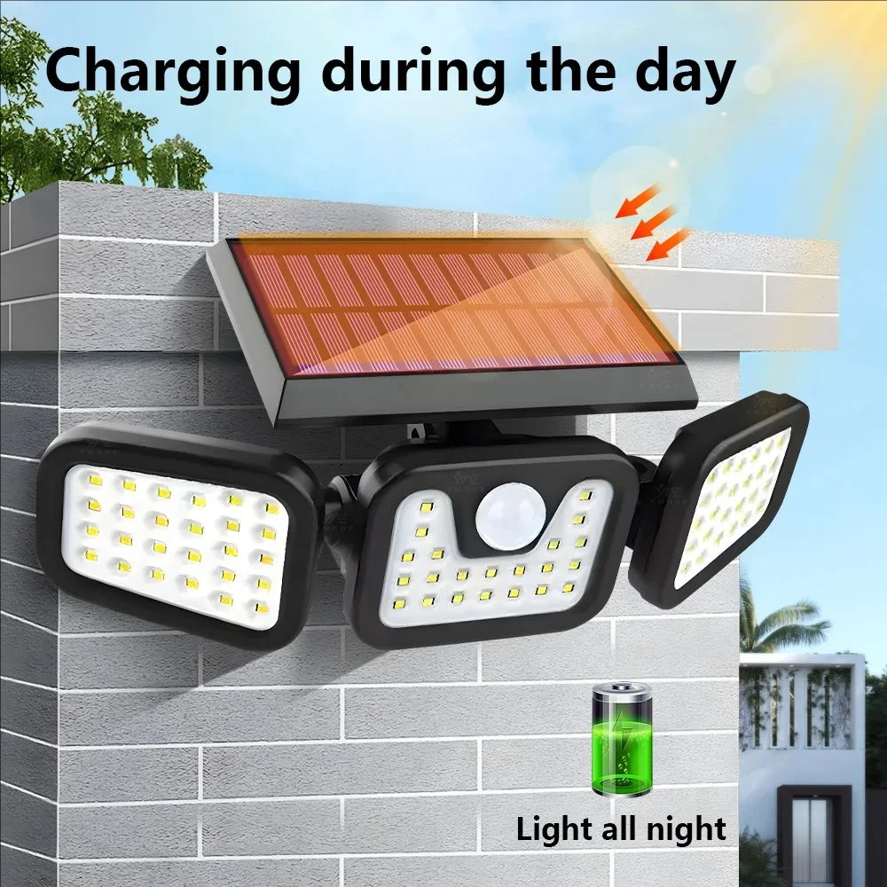 Solar Power Wall Lights Outdoor Motion Sensor Human Induction 3Modes Floodlights