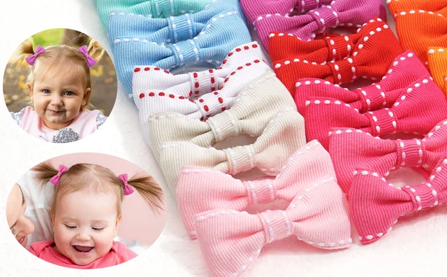 Lazos para el pelo de bebé con lazos para niños pequeños, soportes  elásticos de 2 pulgadas para cola de caballo pequeños para bebés, niñas,  accesorios