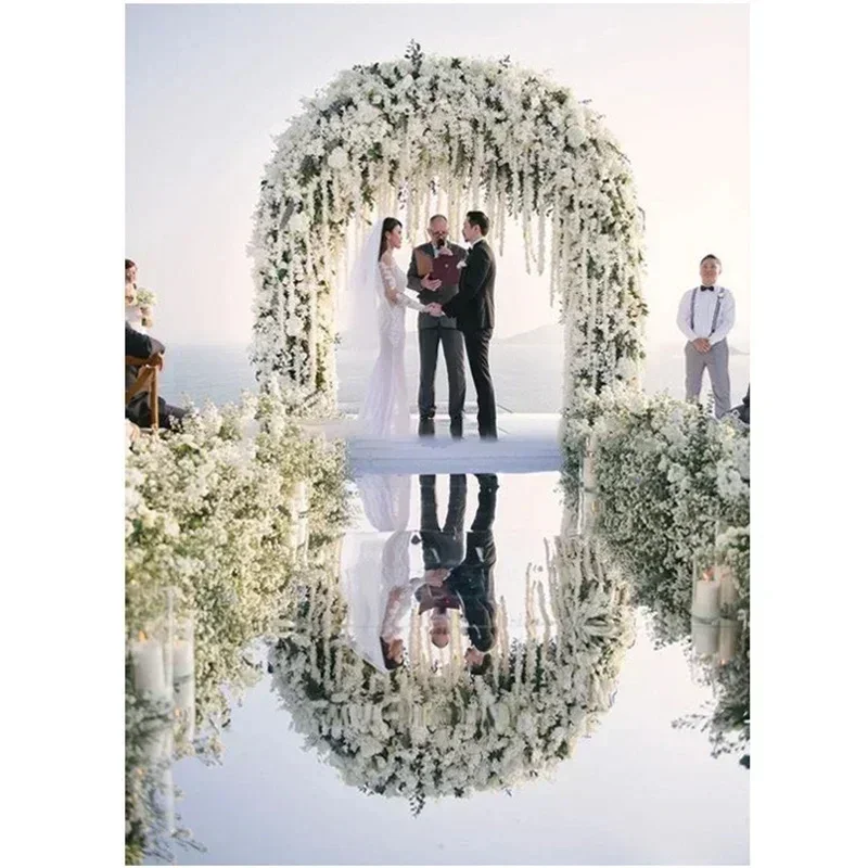 Mirror Wedding Carpet 10M/32.8FT White Mirror Surface Background Decoration White Paper T-stage Show Stage Carpet