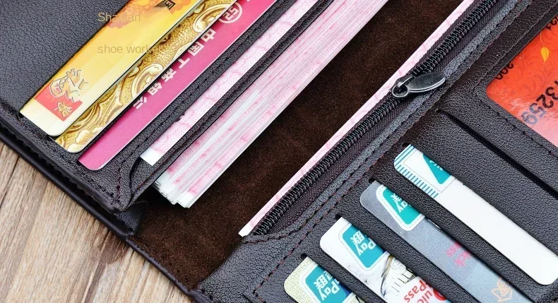 Herren-Geldbörse, lange Geldklammer für Herren, modisch, geprägt, vertikal, offen, Anzugtasche, großes Fassungsvermögen, plus weiche Geldbörse – Detail 5