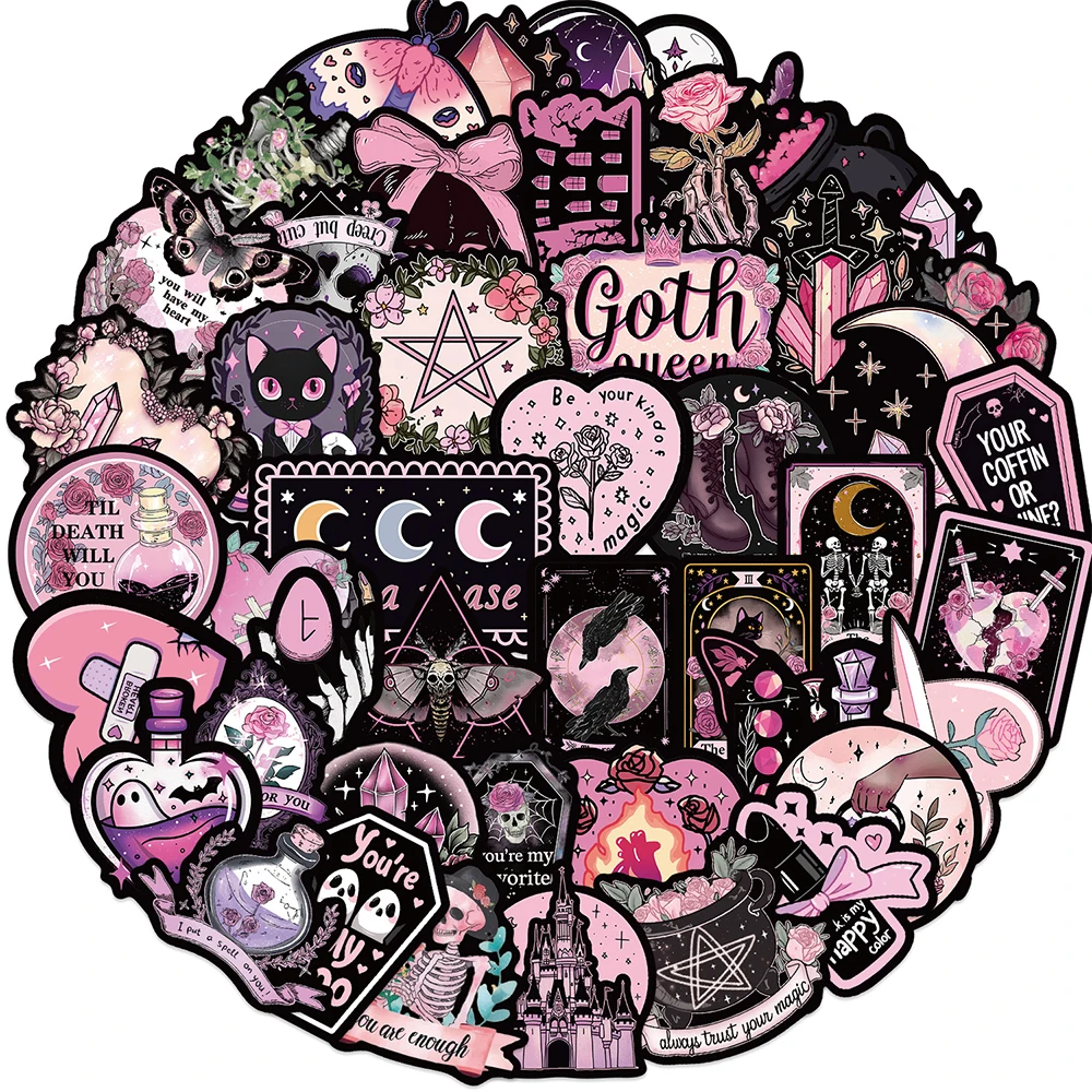 10/30/50pcs Art Gothic Magic Witch Aesthetic Cartoon Stickers Aesthetic Anime Decals DIY Laptop Motorcycle Car Cool Sticker Pack