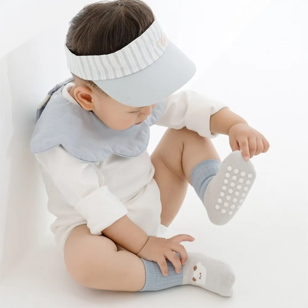 5Pairs Casual Cute Knit Floor Socks, Soft Comfortable Breathable Cotton Socks For Toddler Walking Baby Boys And Girls