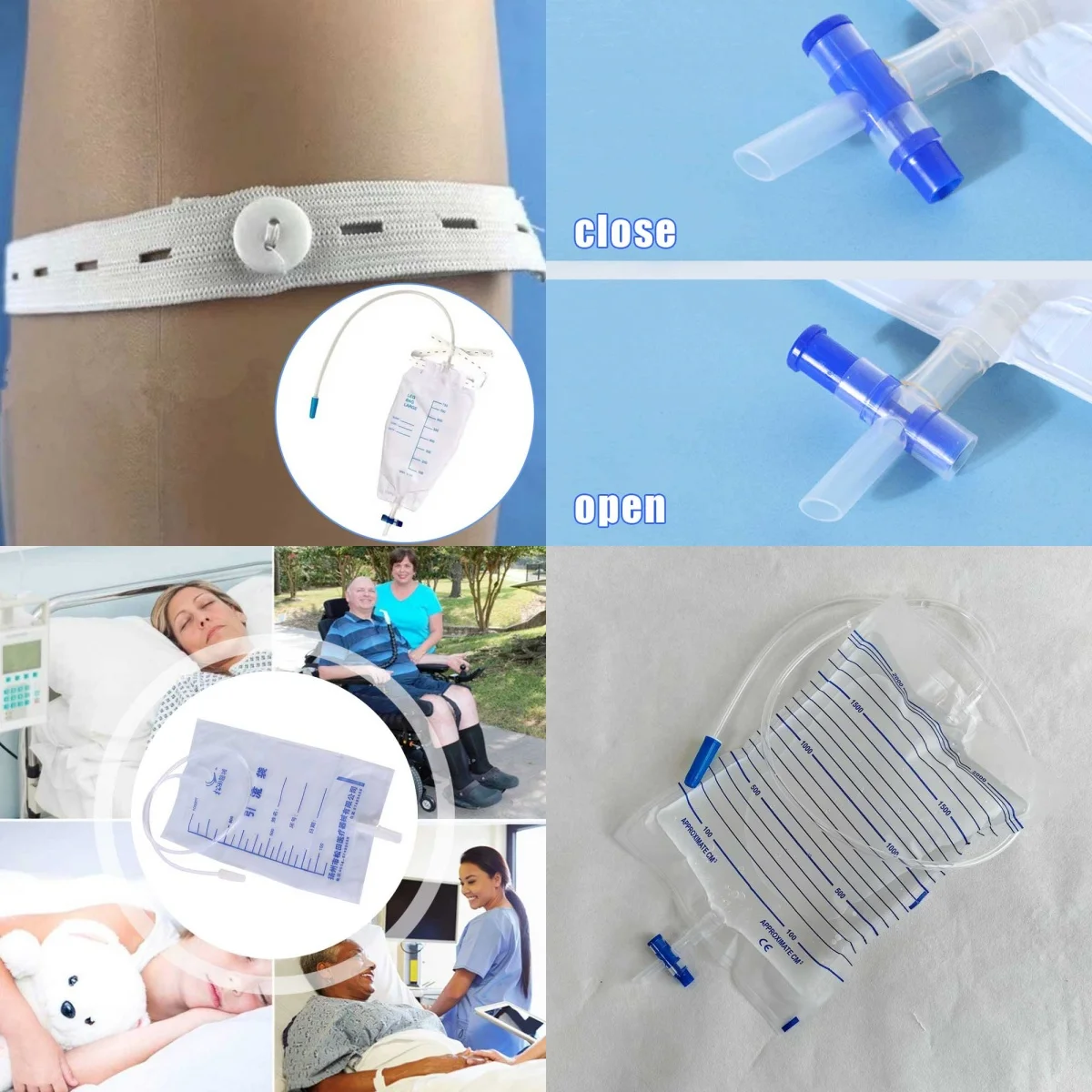 1Set 750-2000ml Male Latex Urinal External Drainage Catheter Latex Sleeve Urine Bag Incontinence Elderly Urine Collector Bag
