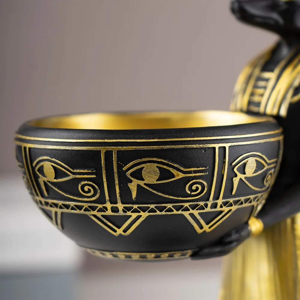 25cm Egyptian God Anubis Statue with Bowl Home Decor Living Room God Anubis Figurine Ancient Egypt Art Sculpture Gift - Image 6