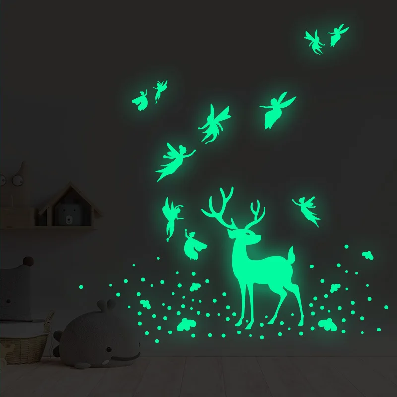 97Pcs Stars Elf Fawn Glow In The Dark Stickers Child Wall Home Decoration Anime Cartoon Bedroom Closets Fluorescent DIY Stickers