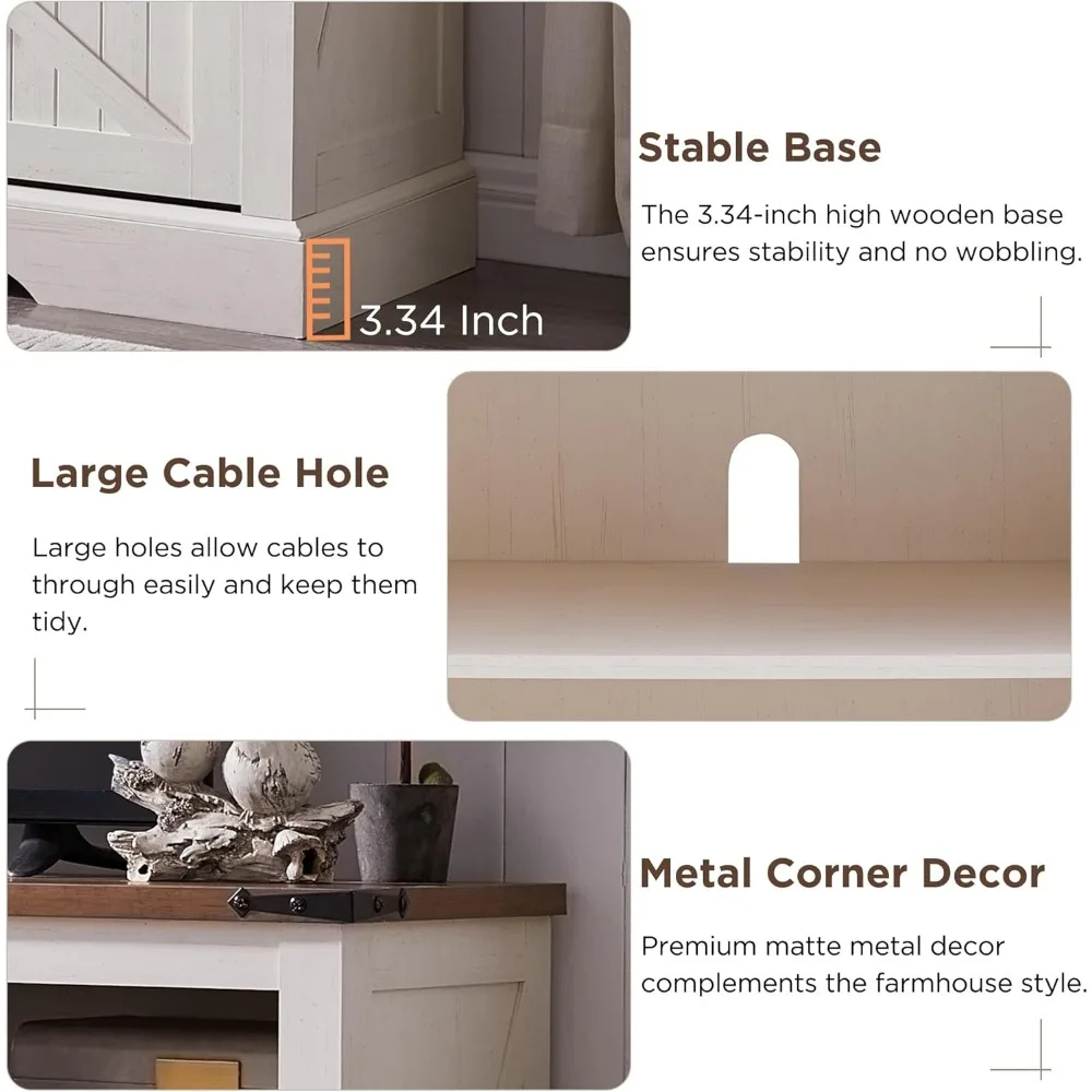 Fireplace TV Stand for 65+ Inch TV, 33" Tall Highboy Farmhouse Entertainment Center w/ 23'' Electric Fireplace, Rustic Media 4