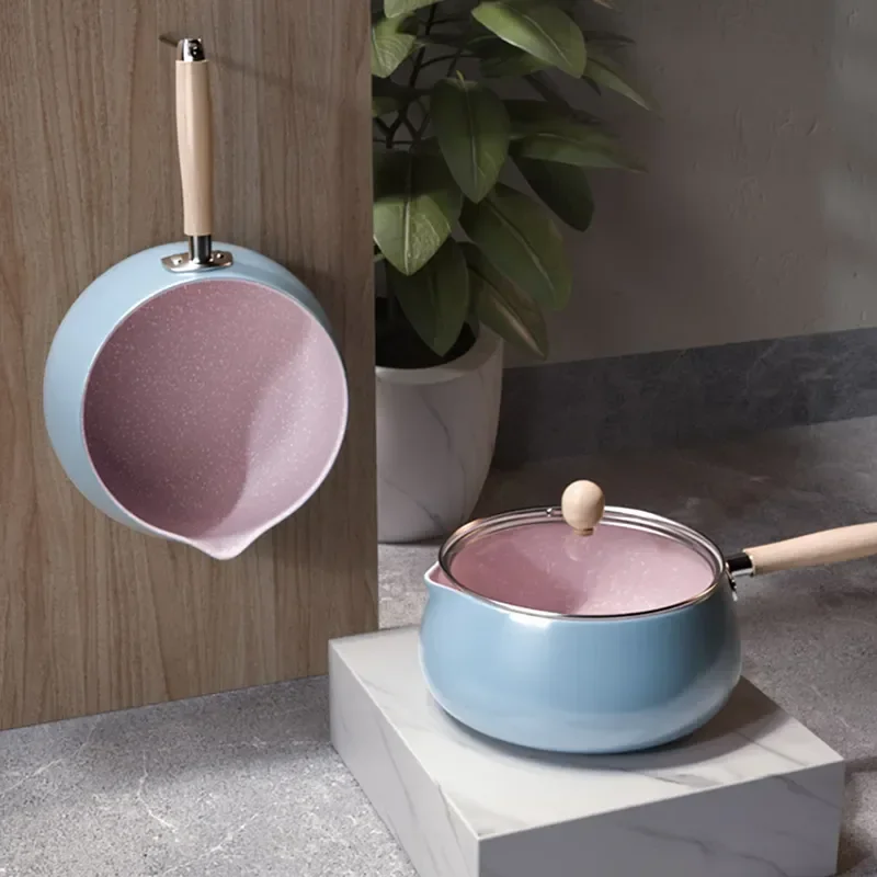 

Small Milk Pot With Lid Small Milk Pan Spill-proof Cute Non-stick Small Pot For Mini Household Instant Noodles