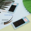 Lashonly 10 Pallets Flat Lash Split Tips Matte Gray Black Color Super Soft Gentle Natural Eyelash Extension Flat Shape Lashes 1