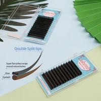 Lashonly 10 Pallets Flat Lash Split Tips Matte Gray Black Color Super Soft Gentle Natural Eyelash Extension Flat Shape Lashes 1