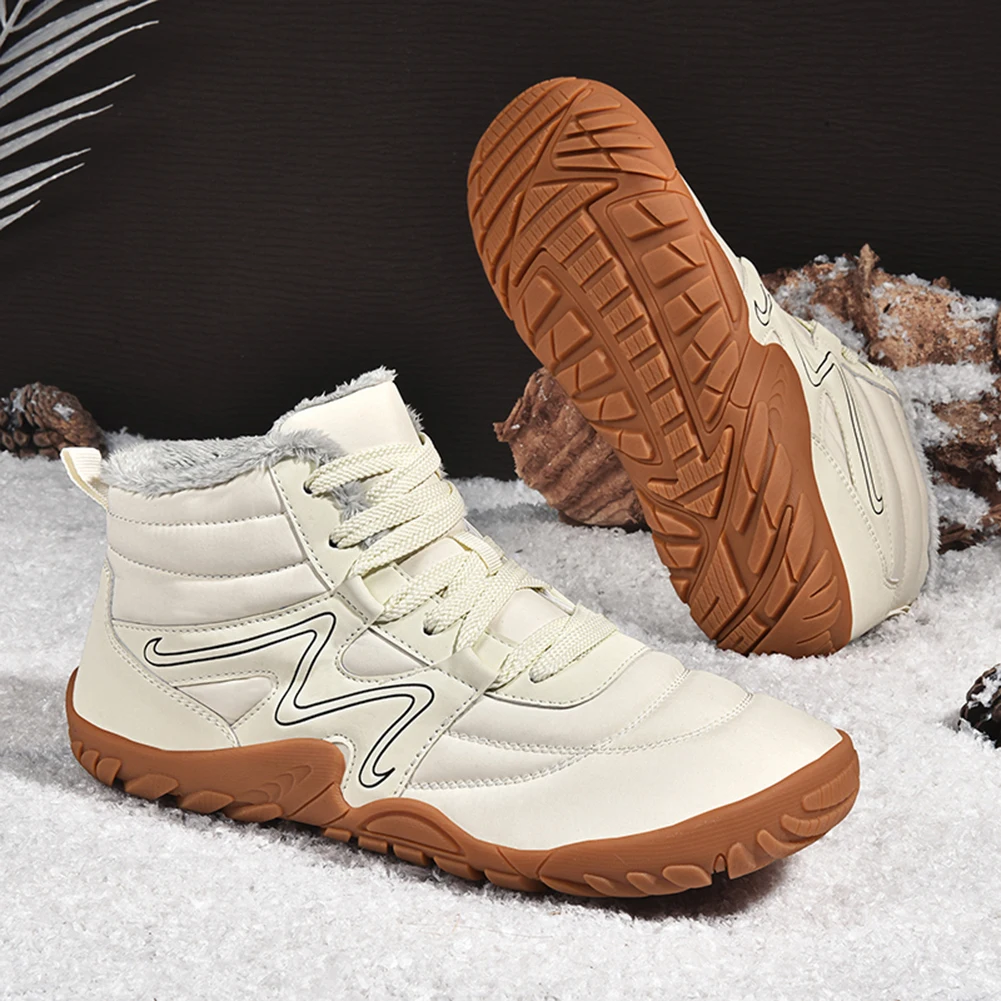 Winter Snow Boots Waterproof Cold-Proof Trekking Shoes Anti Slip Warm Lined Booties Minimalist Ankle Boots for Outdoor Travel