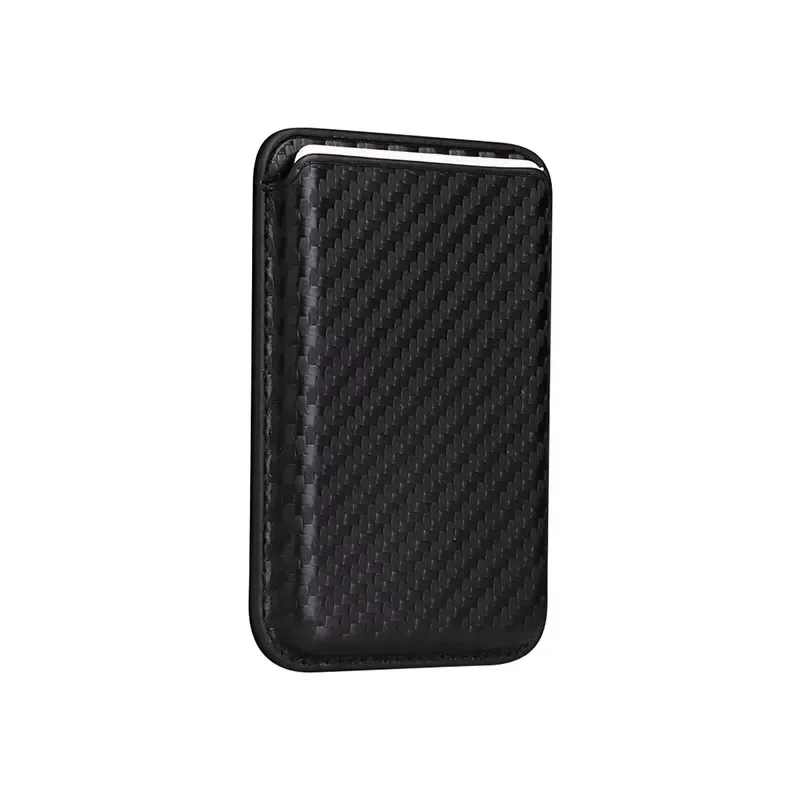 Magnetic Carbon Fiber Saffiano Leather Card Holder Wallet
