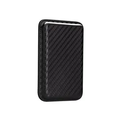 Magnetic Carbon Fiber Saffiano Leather Card Holder Wallet for iPhone 12-16 (Carbon Fiber Black)