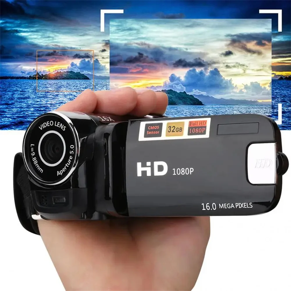 초심자용 디지털 카메라, 270 도 회전 스크린, 16X 줌 카메라, 1080P 풀 HD, 16MP