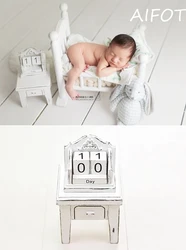 Newborn Photography Props Vintage Wooden Calender Blocks Baby Photo Shoot Ideas Decoration Bebe Foto Shooting Accessories Set