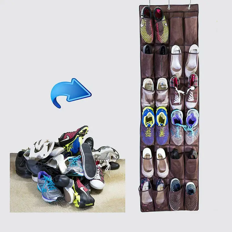 24 Pocket Shoe Space Door Hanging Organizer Rack Wall Bag Storage Closet Holder Shoes Box Shoe Shelf Shoes Rack Clothes