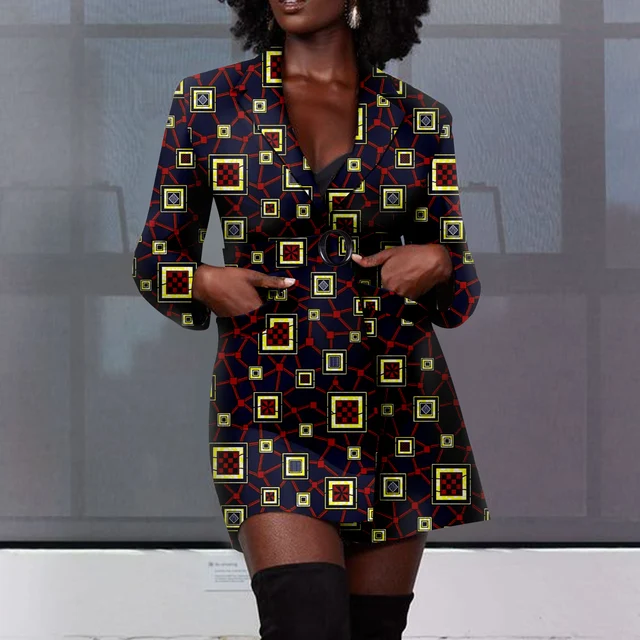 Seun Belt Tweed Ankara Jacket - Image 2