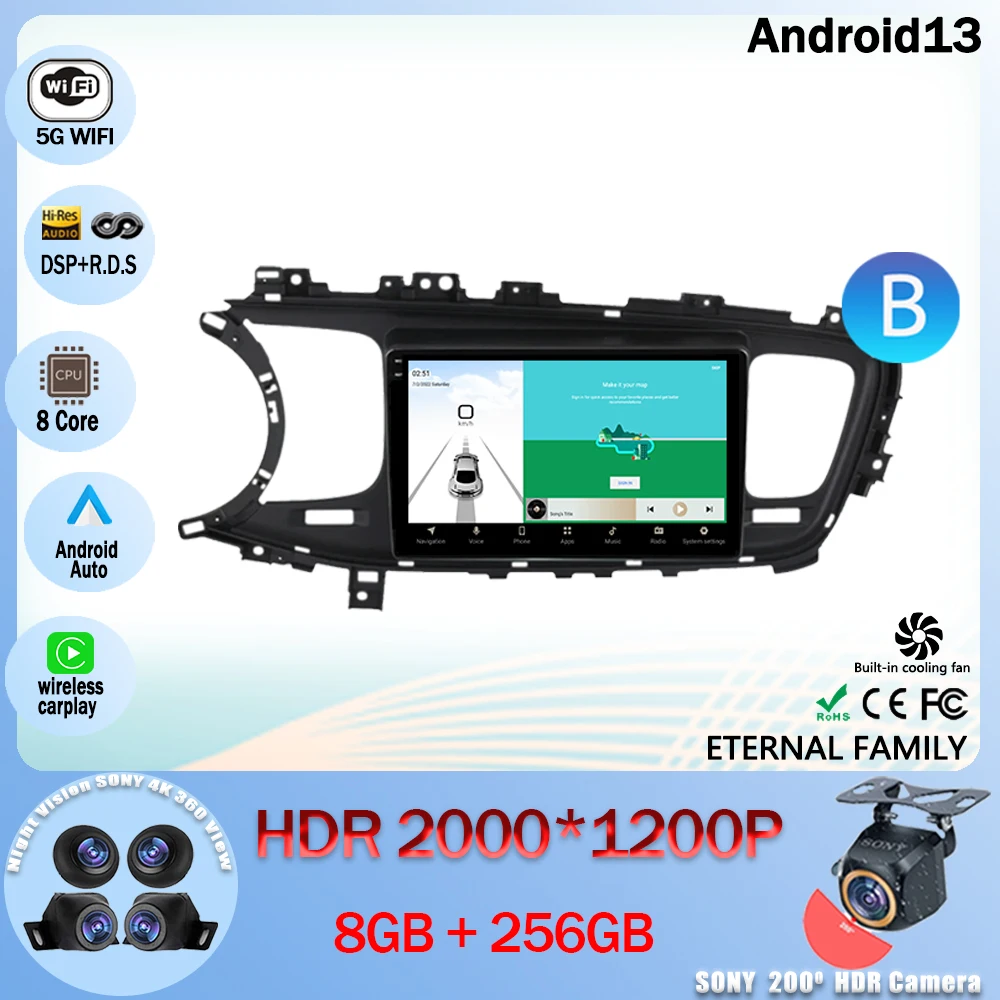 

Автомобильный радиоприемник Android 13, мультимедийный видеоплеер, навигация GPS для Kia Optima III 3 TF 2010 - 2015 5G WIFI BT 4G LET No 2din DVD