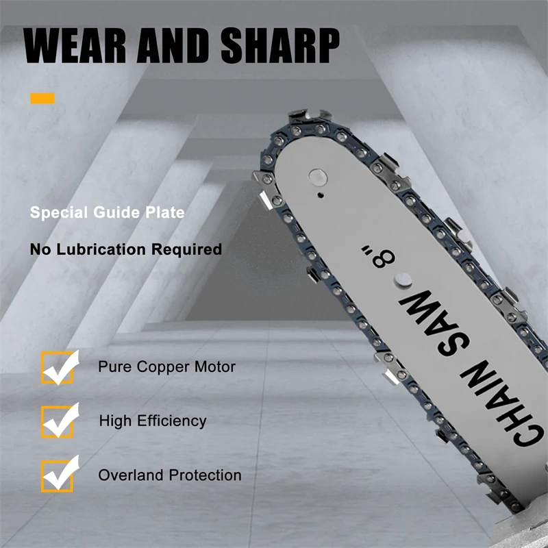 1/2PCS 8 inch Metal Chainsaw Chain & Guide Plate 1/4" Pitch 47 DL 23 Cutters Drive Electric Saw Accessory Replacement Blades chainsaw chain