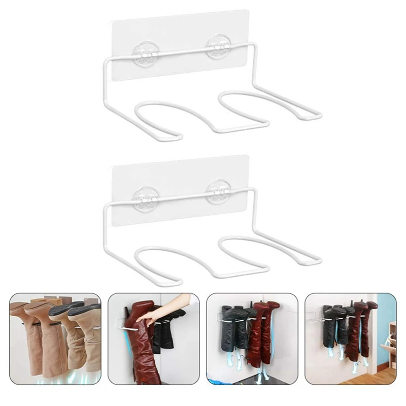 

2Pcs Boot Rack High Tall Boots Storage Organizer Wall Mounted Shoe Holder Shelf Boot Shapers Suppor Easy Install Easy To Use