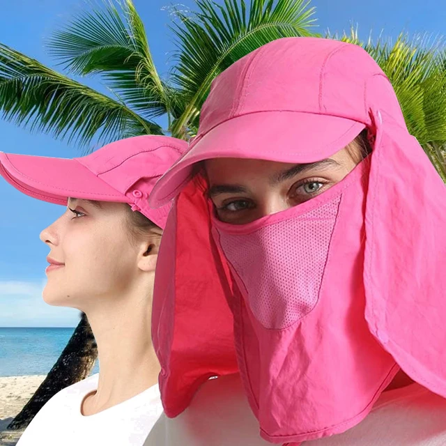 Summer Quick-drying Hat For Men Women Outdoor Face Mask Wide Brim Bucket Hat  Uv400 Sun Protection Wide Brim Fishing Hunting Cap - Sun Hats - AliExpress