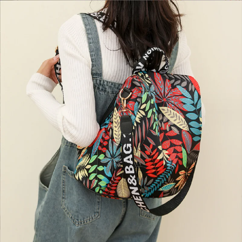 Hot Sale New Fashion Printing Waterproof Nylon Travel Backpack Large Capacity Anti Theft Shoulder Bags Ladies Casual Backpacks