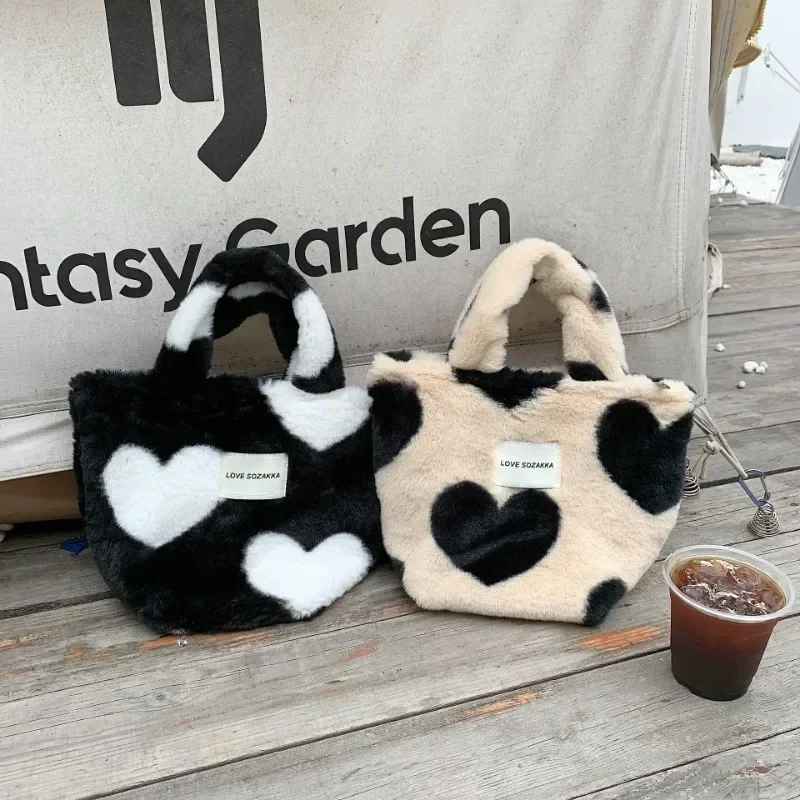 

Новая японская плюшевая Портативная сумка для девушек love bento, вместительная Студенческая сумка для хранения