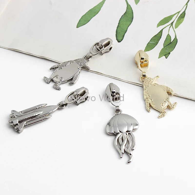 20/50/200PCS Jellyfish Shape 5# Nylon Metal Zipper Sliders Head For Tailor Sewing Clothes Bags Zip Puller Repair Kit Accessories