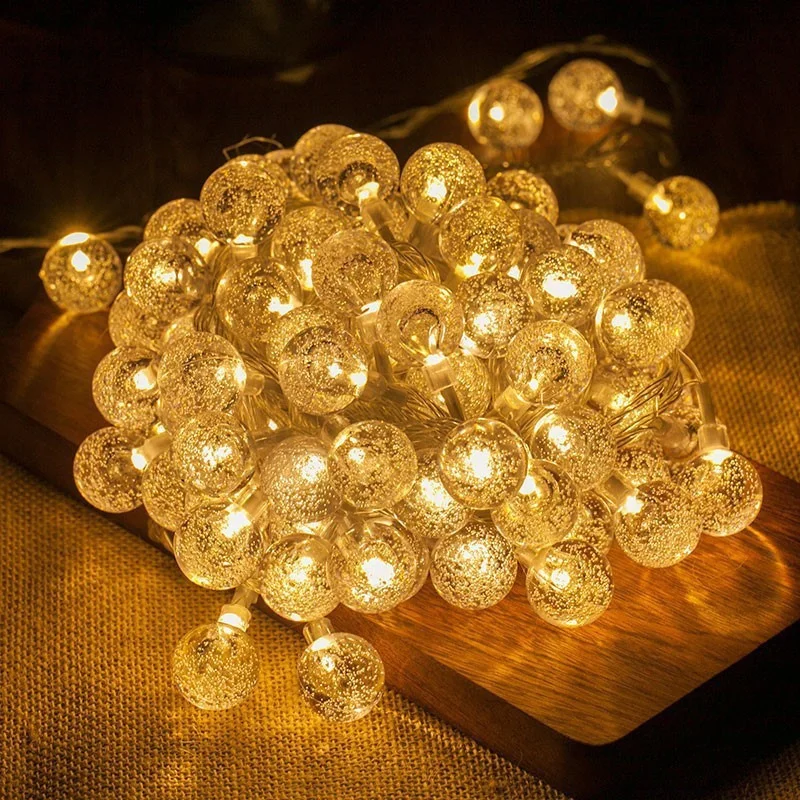 Enchanting Crystal Ball Fairy String Lights – Battery Powered with 8 Modes