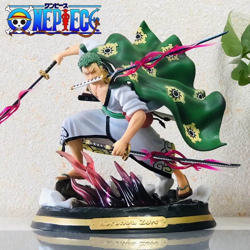 

31cm One Piece Roronoa Zoro Figure Wano Country Anime Figureine Three Knives Flow Shura Zoro Kids Gift PVC Statute Model Style