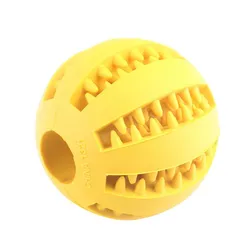 Nontoxic Bite-Resistant Chew Ball with Treat Dispenser and Dental Cleaning - 1.96 inch (Yellow)