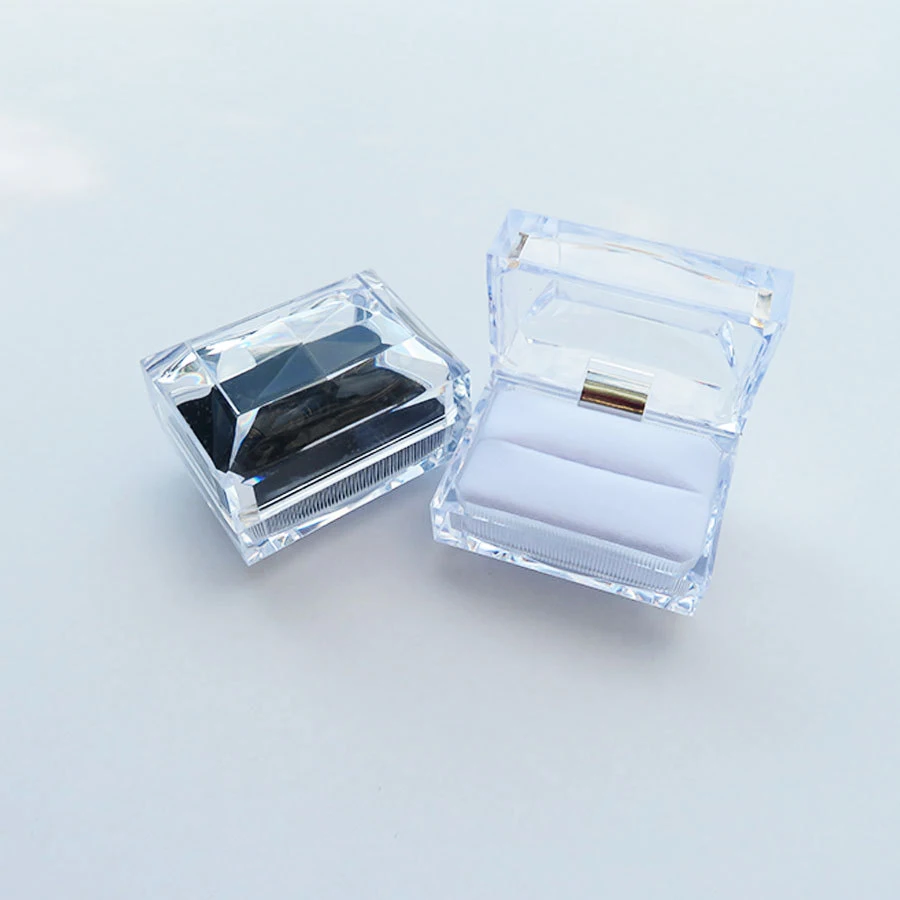 

Rectangle Crystal Earrings Ring Box Acrylic Transparent Ring Storage Box Proposal Wedding Ring Display Holder Korean Jewelry Box