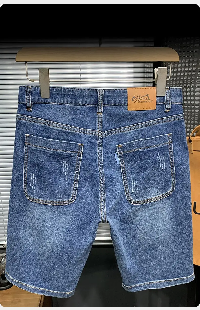 New 2024 Summer Luxury Clothing Casual Solid Denim Shorts Men